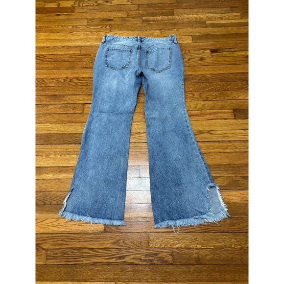 We the Free People Womens Wide Leg Flare Jeans Sz 31 34x31 Baggy Frayed Denim - Picture 6 of 8